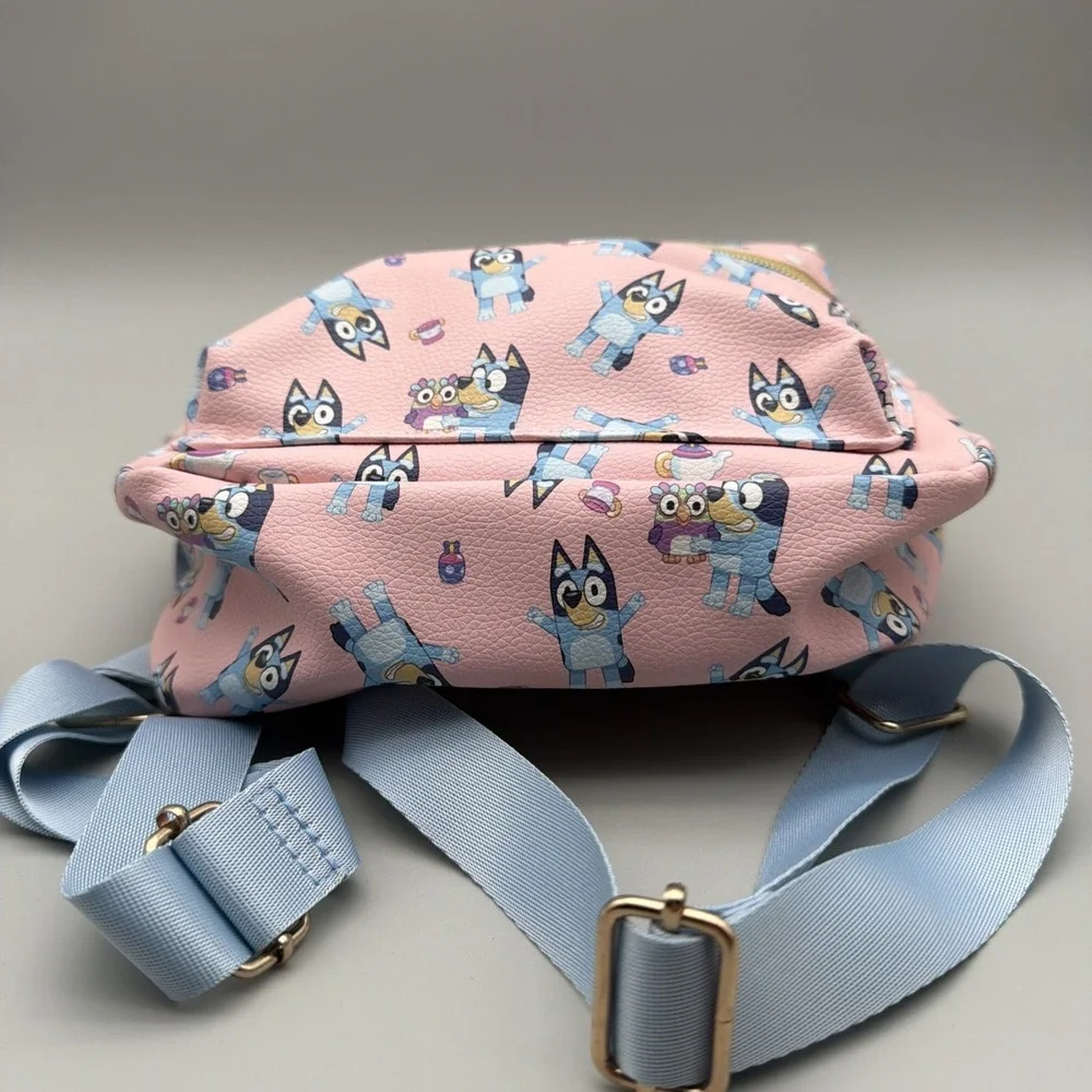 Bluey Kids Mini Pink Backpack With Adjustable Straps and Front Zipper Pocket